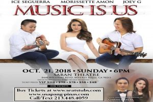 Morissette Concert, Aiza Seguerra Concert, Joey G Concert Music Is Us Beverly Hills Oct 21
