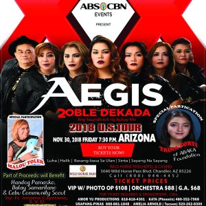 Aegis Arizona, Tickets, Wild Horse Pass Casino, November 30 2018