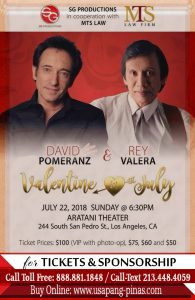 David-Pomerance, Rey Valera Valentine In July 22 Online Ticket