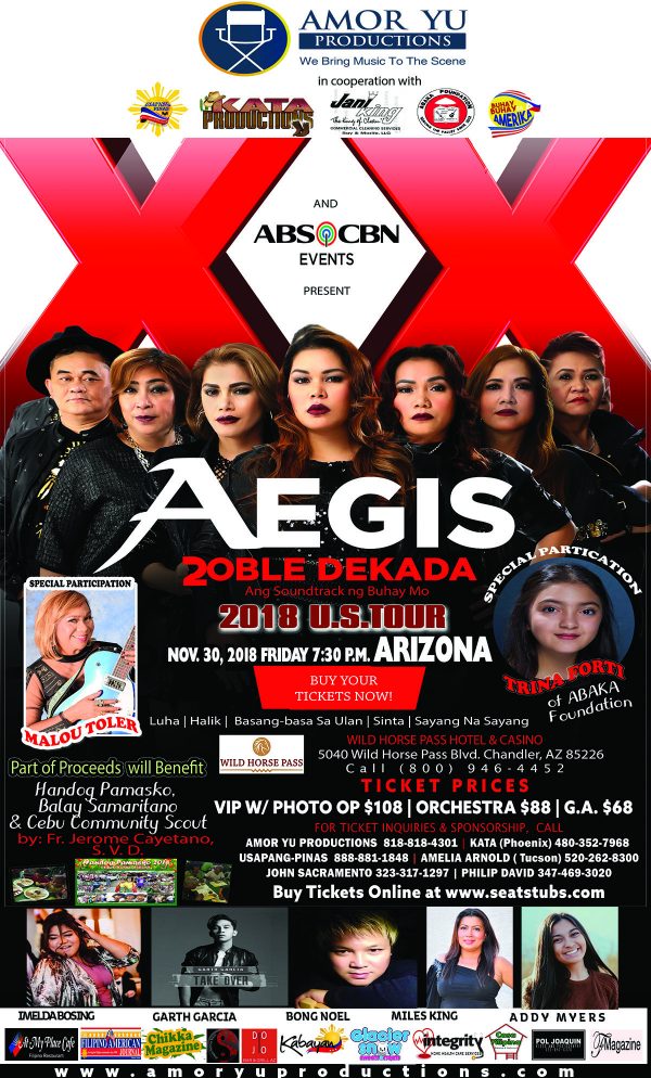 Aegis Arizona, Tickets, Wild Horse Pass Casino, November 30 2018