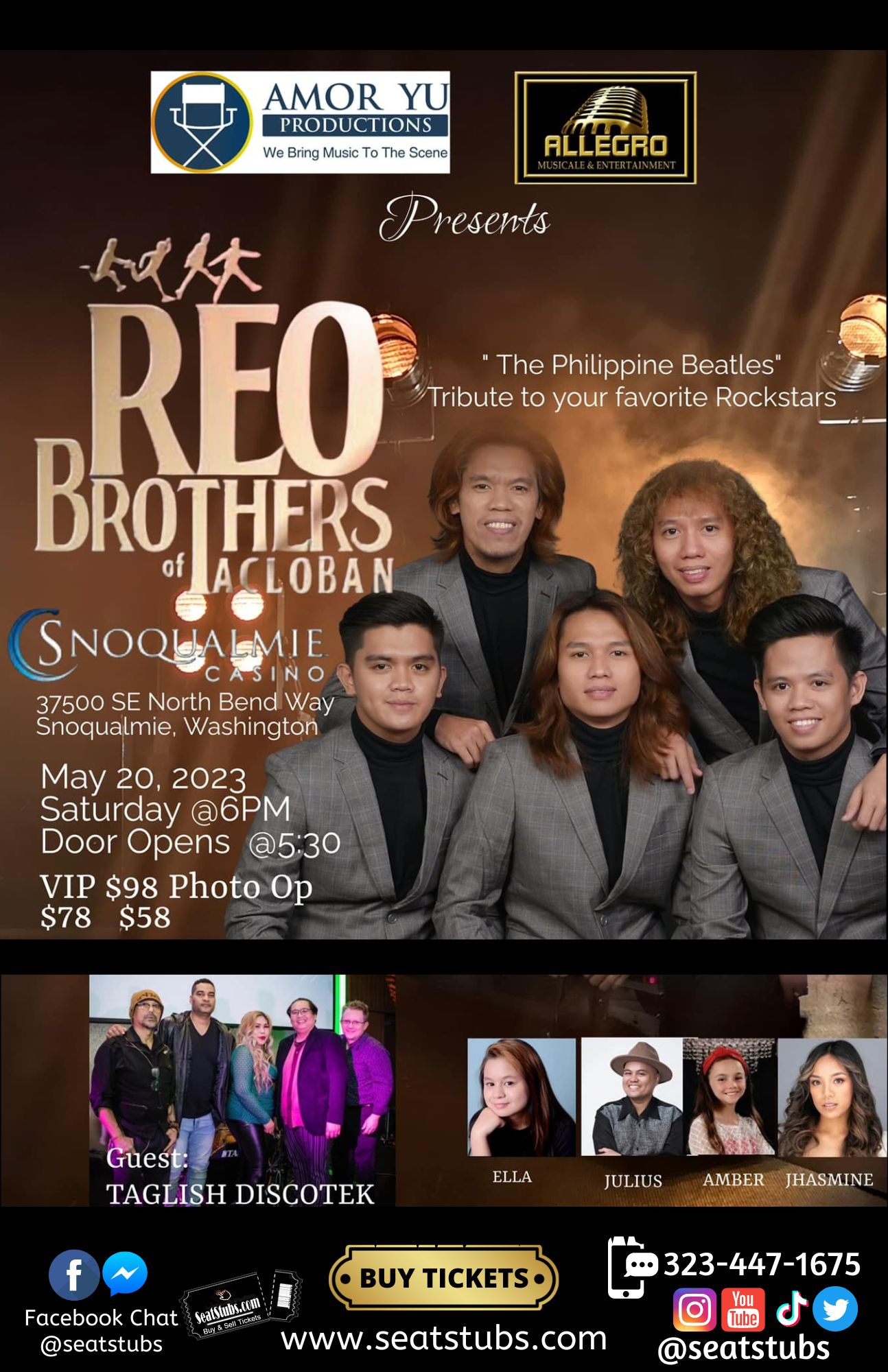 REO BROTHERS LIVE in Snoqualmie Casino Washington May 20, 2023 Buy Tickets (1)